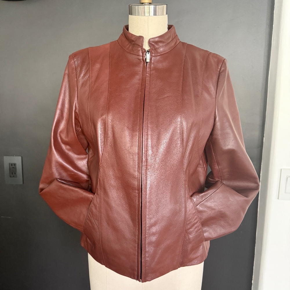 Sienna Studio Women's Brown 100% Leather Jacket,‎ Size Med